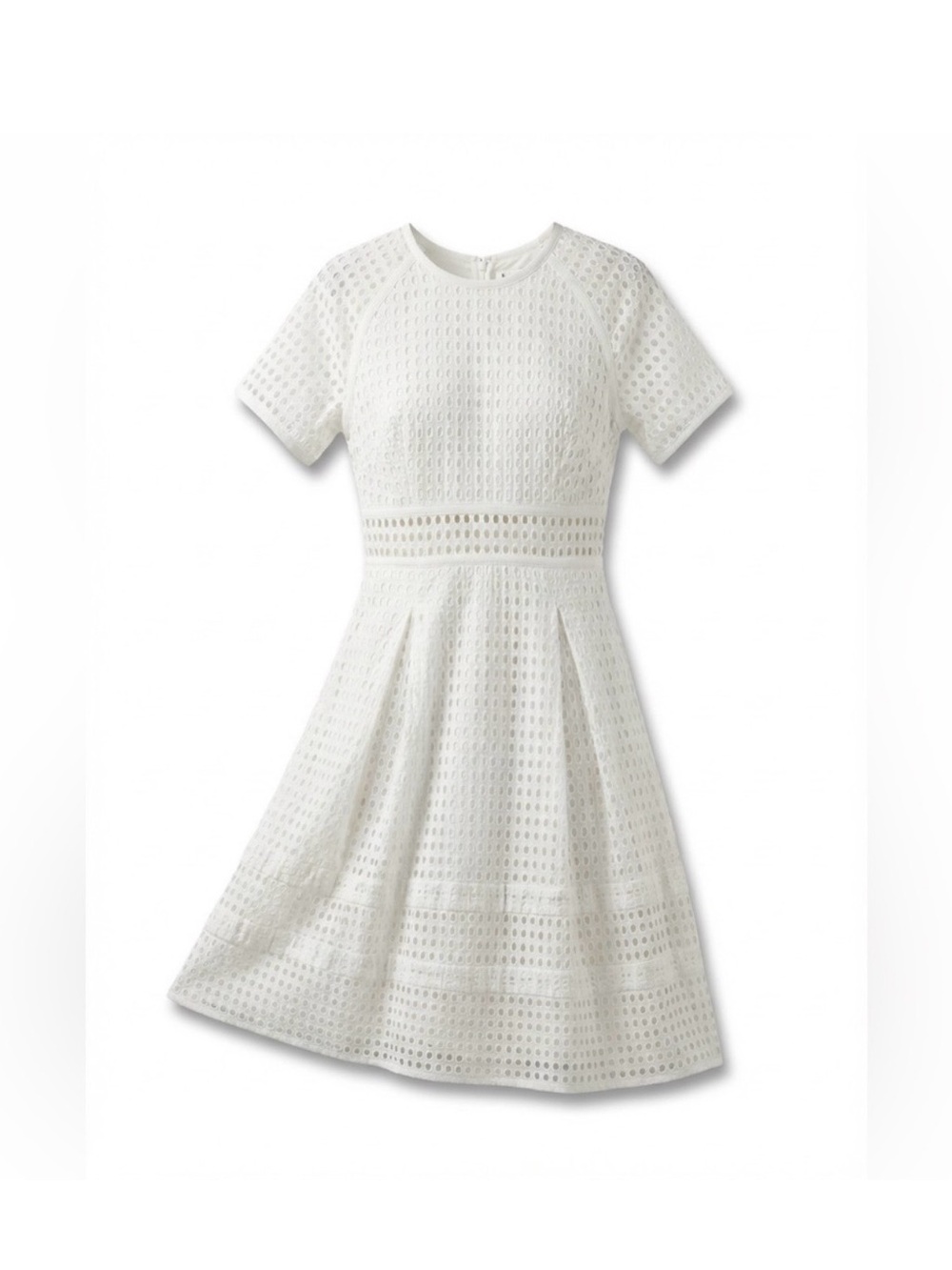 Jonathan Simkhai Midi White Eyelet Fit & Flare Dress Size 6 beautiful details!